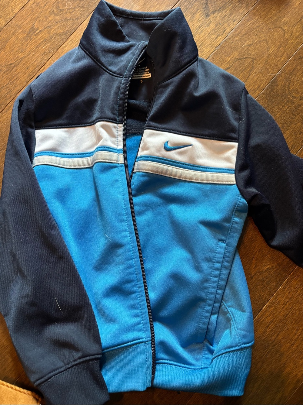 Nike Boys Blue, Black & White Zip-Up Athletic Jacket